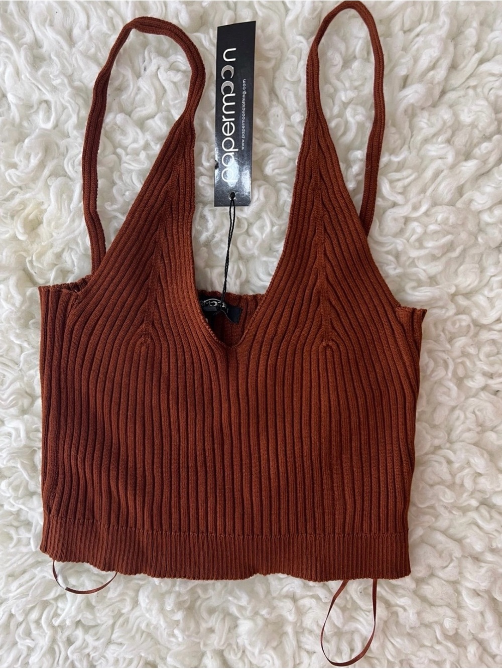 Papermoon Rust Ribbed Cropped Camisole
